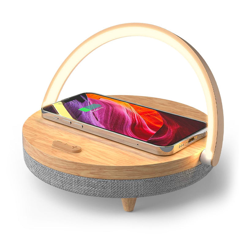 4-in-1 Dimmable Bedside Lamp with Wireless Charger and Bluetooth Speaker