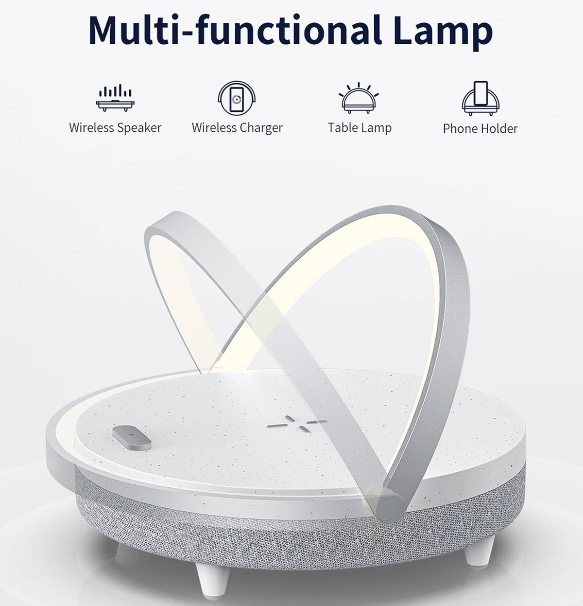 4-in-1 Dimmable Bedside Lamp with Wireless Charger and Bluetooth Speaker