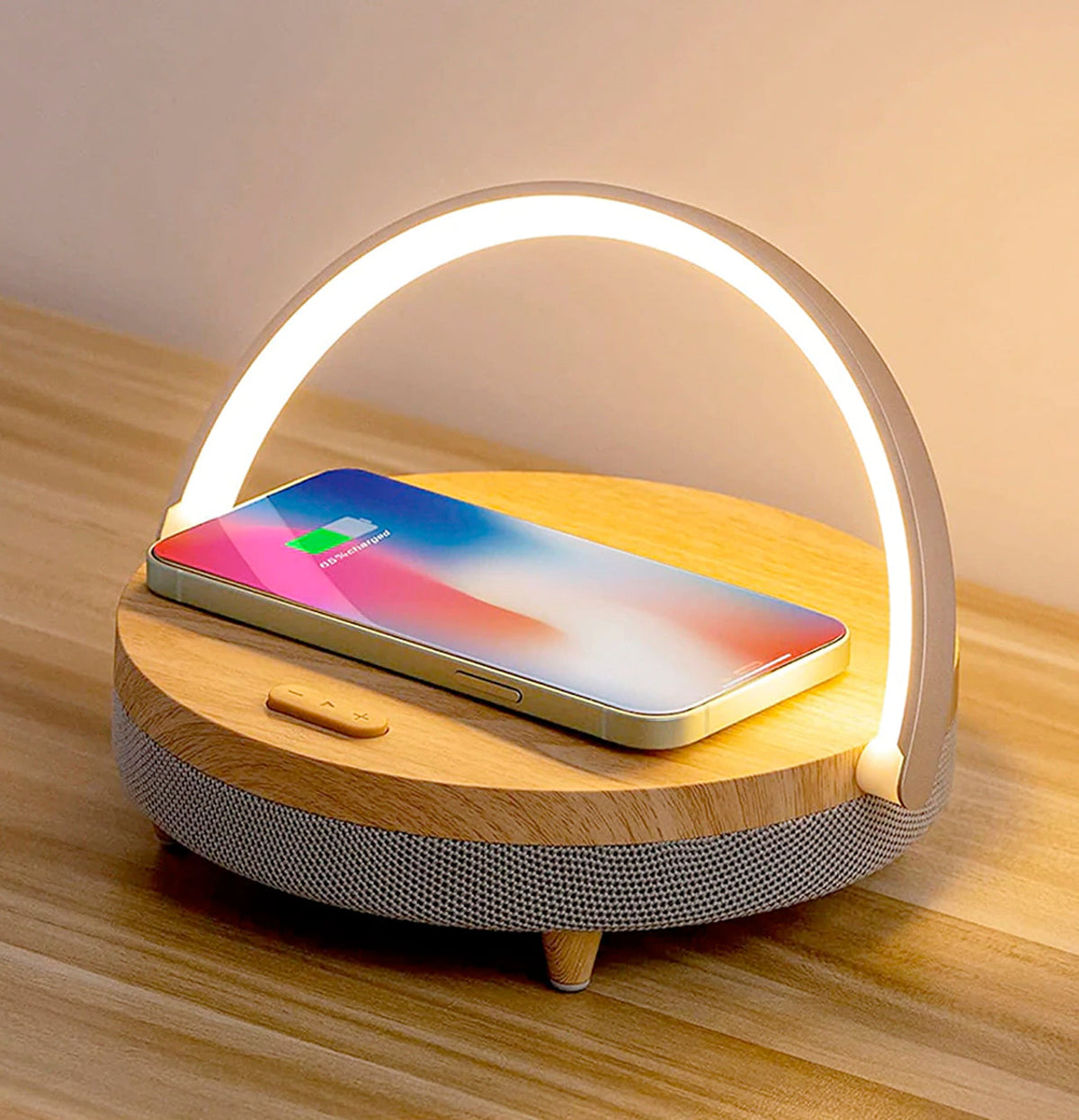 4-in-1 Dimmable Bedside Lamp with Wireless Charger and Bluetooth Speaker