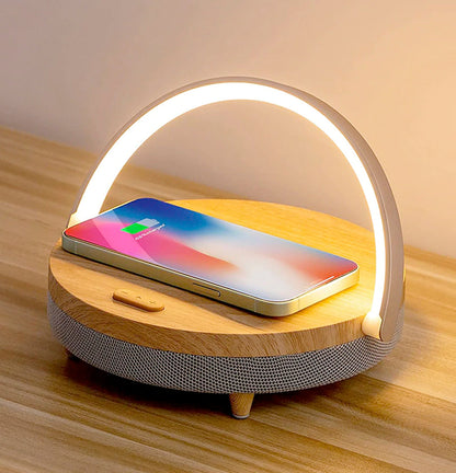 4-in-1 Dimmable Bedside Lamp with Wireless Charger and Bluetooth Speaker