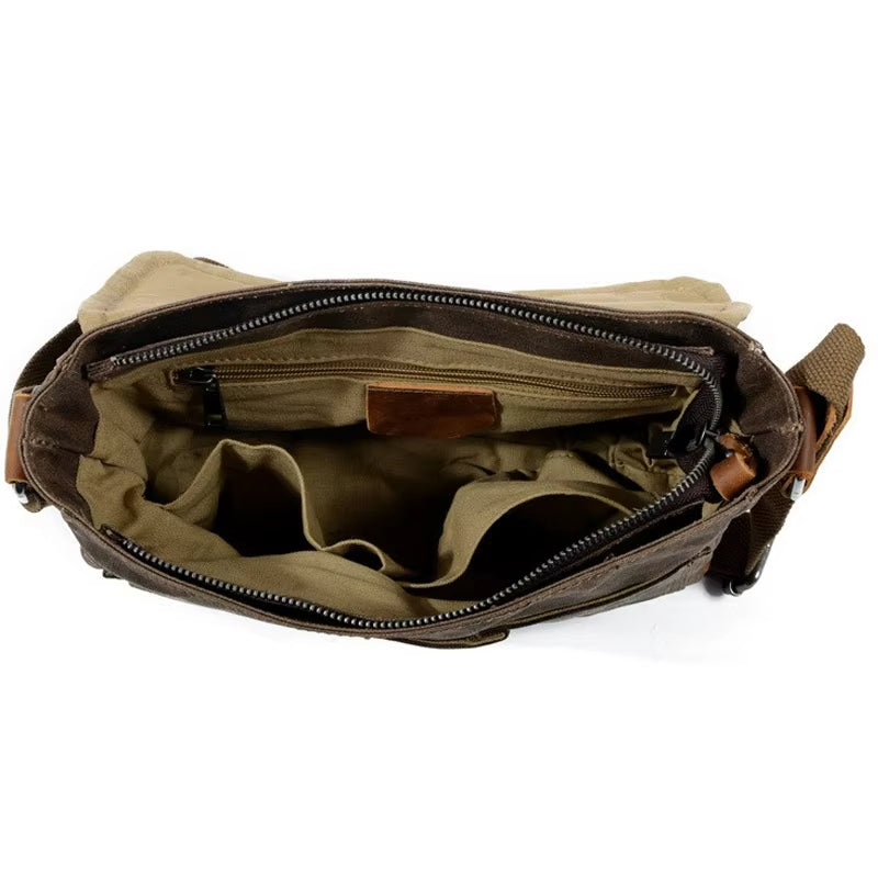 Retro Canvas Travel Shoulder Bag with Adjustable Strap Secure Zip Closure Everyday Carry