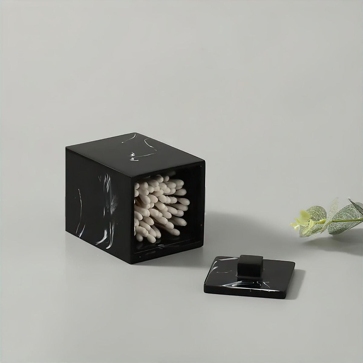 5-Piece Black Marble Resin Bathroom Accessory Set