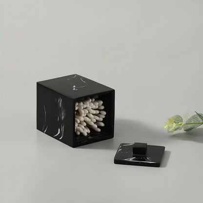 5-Piece Black Marble Resin Bathroom Accessory Set