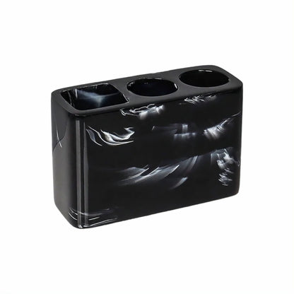 5-Piece Black Marble Resin Bathroom Accessory Set
