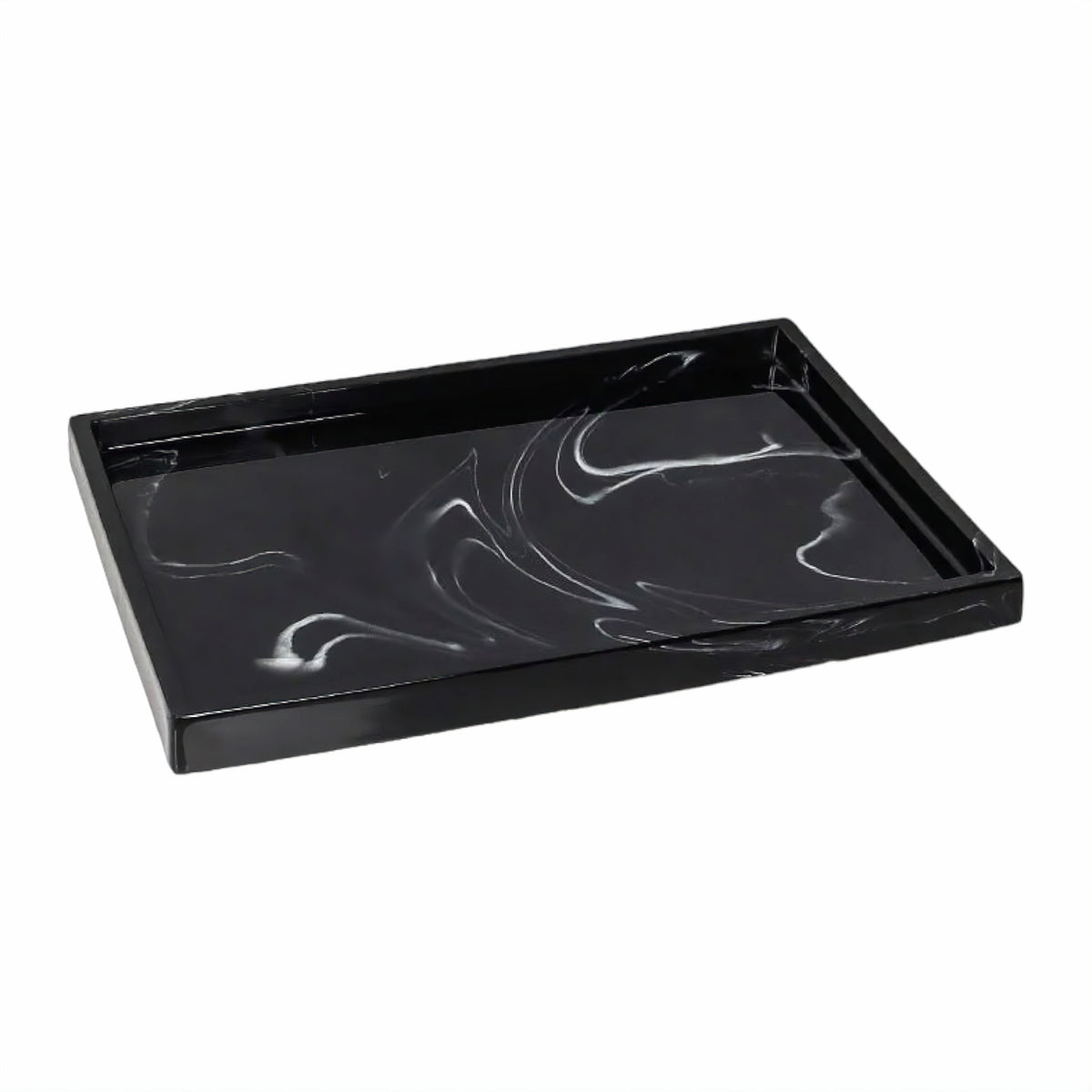 5-Piece Black Marble Resin Bathroom Accessory Set