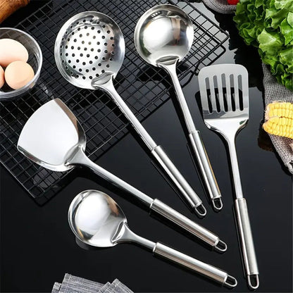 5-Piece Stainless Steel Kitchen Utensil Set with Ergonomic Handles