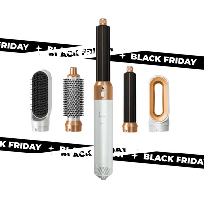 5-in-1 Hair Styling Tool with Interchangeable Heads for Curling, Straightening and Drying