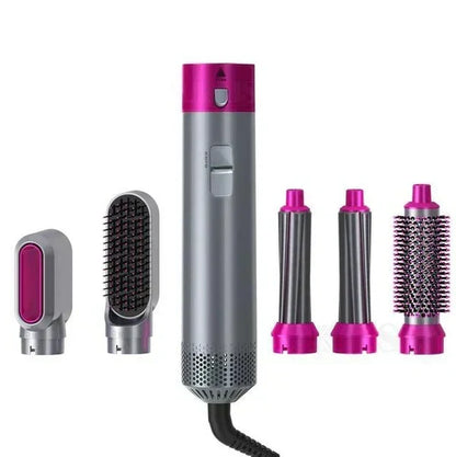 5-in-1 Hair Styling Tool with Interchangeable Heads for Curling, Straightening and Drying