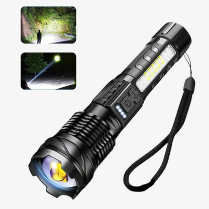 5000 Lumen USB Rechargeable Flashlight with Zoom and 5 Light Modes