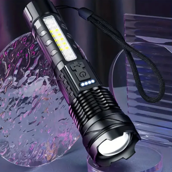 5000 Lumen USB Rechargeable Flashlight with Zoom and 5 Light Modes