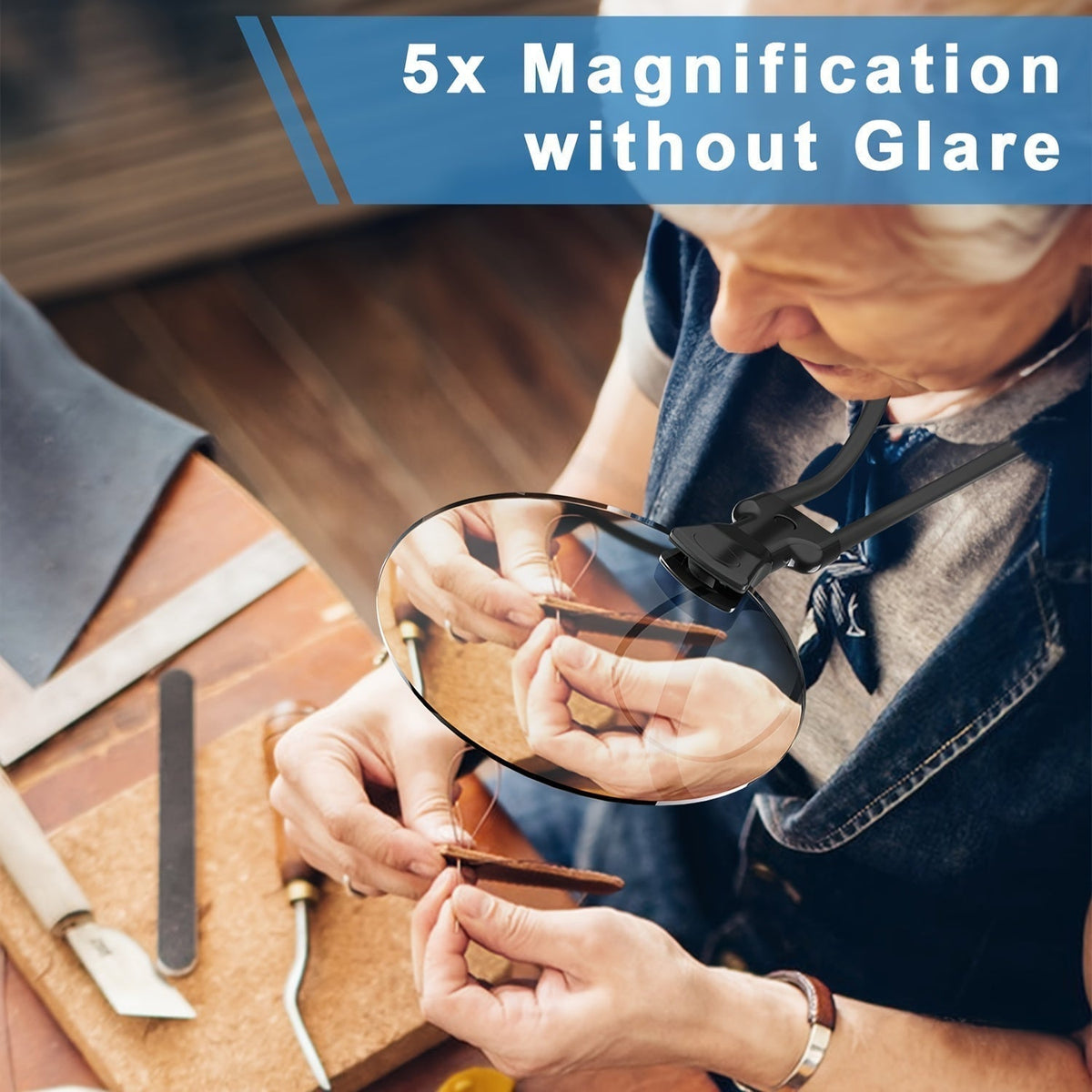 5X Magnifying Glass with Adjustable Hands Free Neck Design