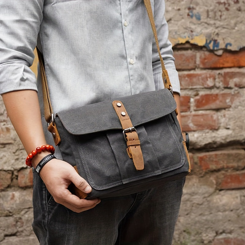Retro Canvas Travel Shoulder Bag with Adjustable Strap Secure Zip Closure Everyday Carry