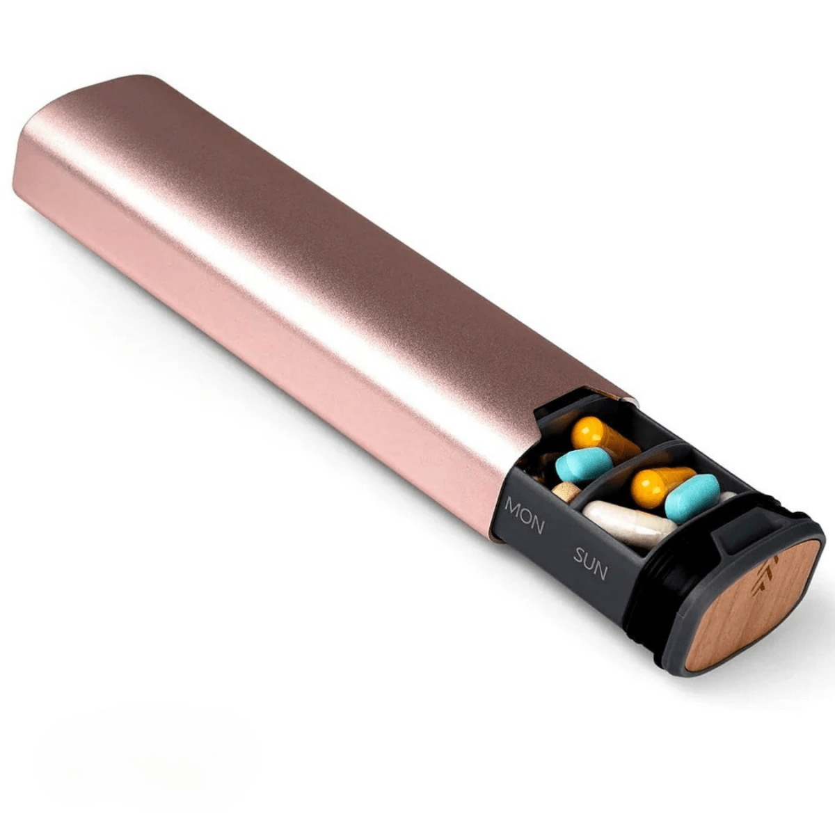 7-Day Pill Organizer with Sealed Compartments and Engraved Days