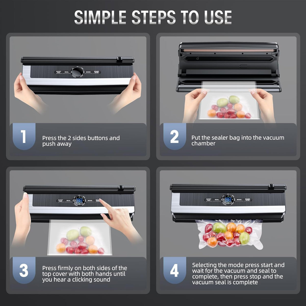 8 in 1 Vacuum Sealer Food Saver Machine with Built In Cutter for Fresh Storage