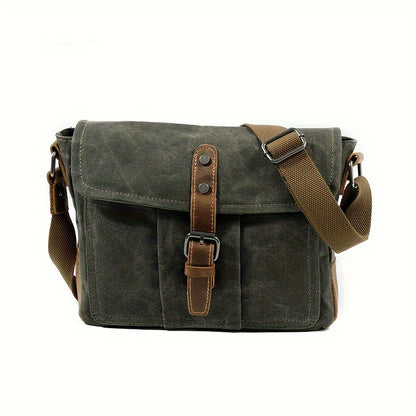 Retro Canvas Travel Shoulder Bag with Adjustable Strap Secure Zip Closure Everyday Carry
