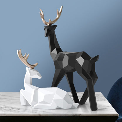 Abstract Deer Sculptures Set with Organic Curves and Refined Resin Finish