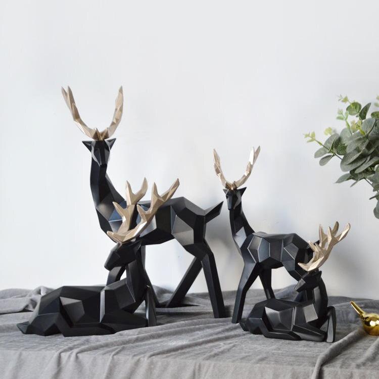 Abstract Deer Sculptures Set with Organic Curves and Refined Resin Finish