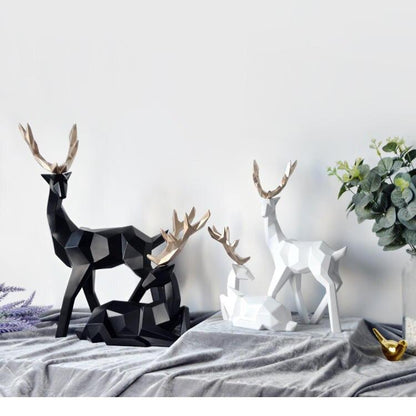 Abstract Deer Sculptures Set with Organic Curves and Refined Resin Finish