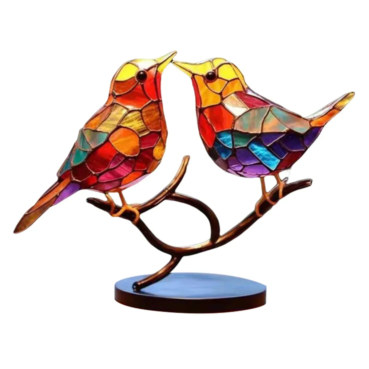 Acrylic Bird Sculpture on Branch for Indoor Home Decor