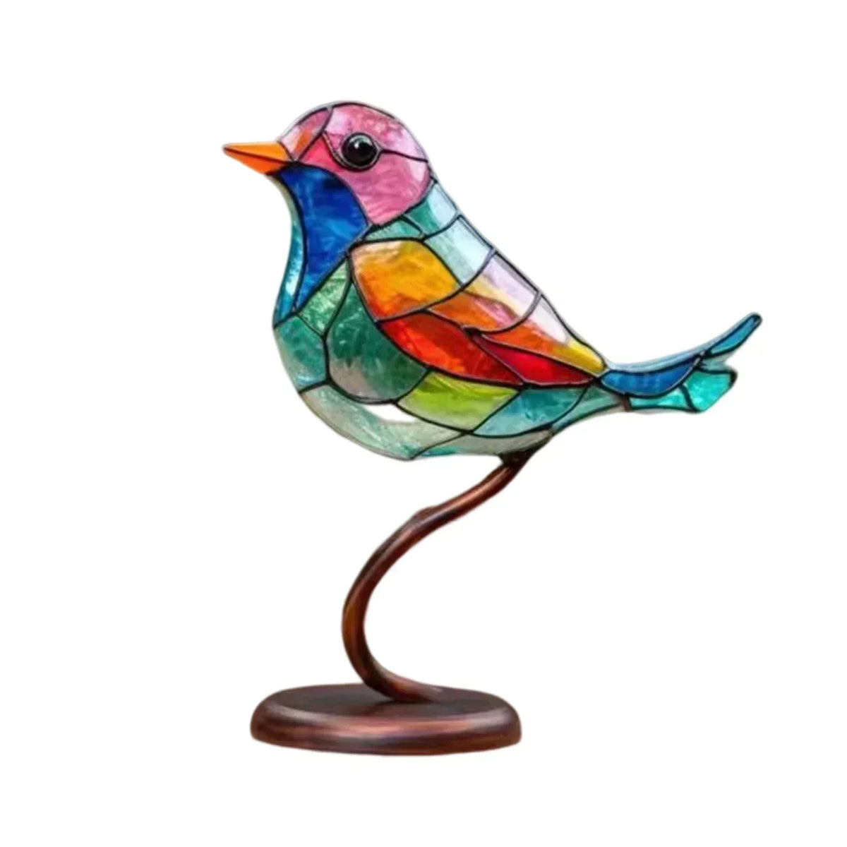 Acrylic Bird Sculpture on Branch for Indoor Home Decor