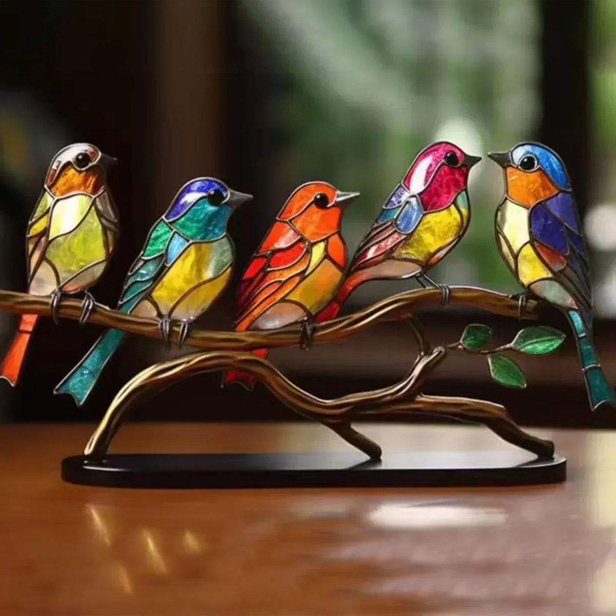 Acrylic Bird Sculpture on Branch for Indoor Home Decor