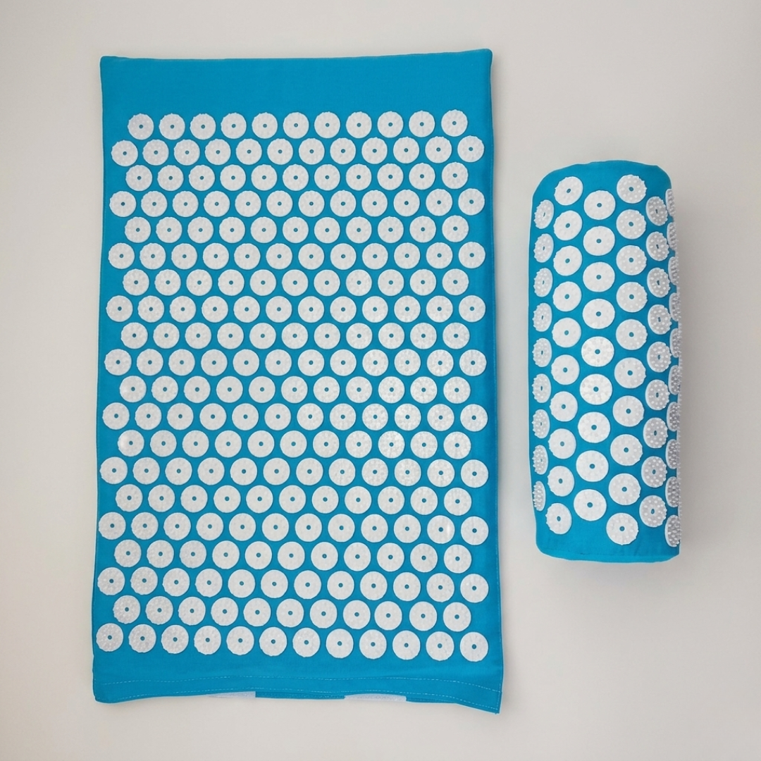 Acupressure Therapy Mat Set with Neck Support Cushion and Spike Discs