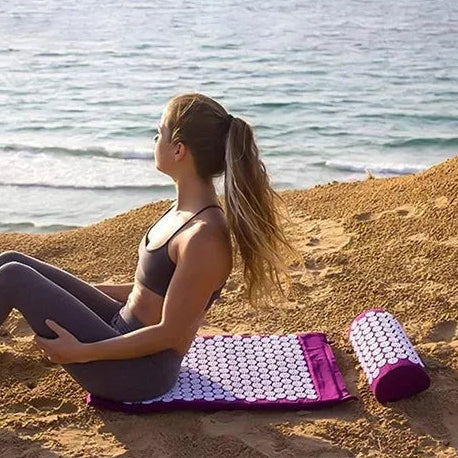 Acupressure Therapy Mat Set with Neck Support Cushion and Spike Discs