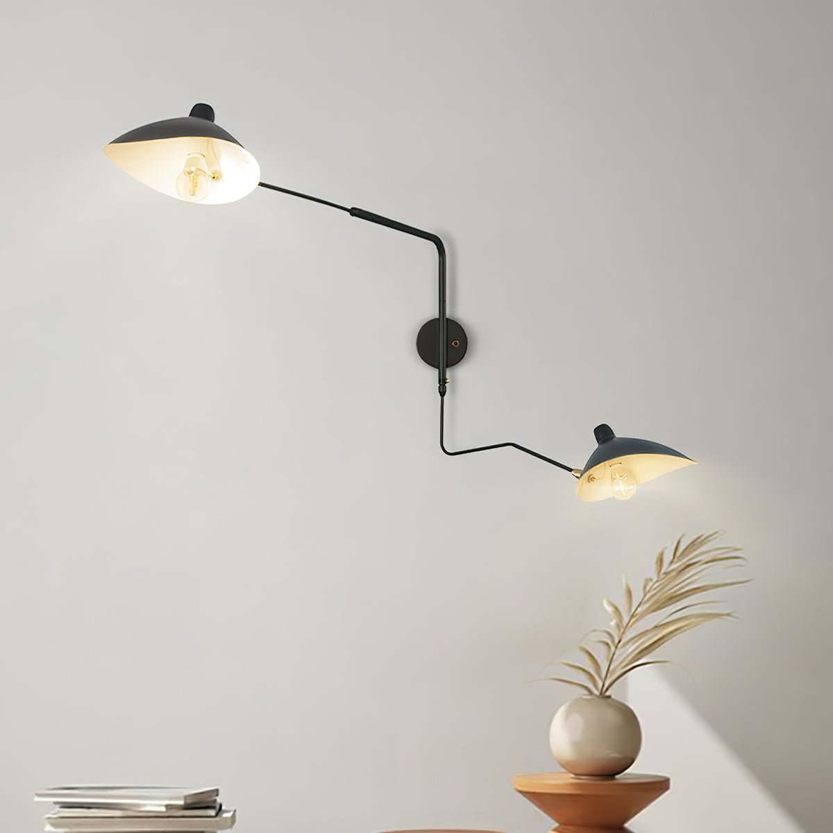 Adjustable Arm Metal Wall Sconce with LED Lighting in Black or White