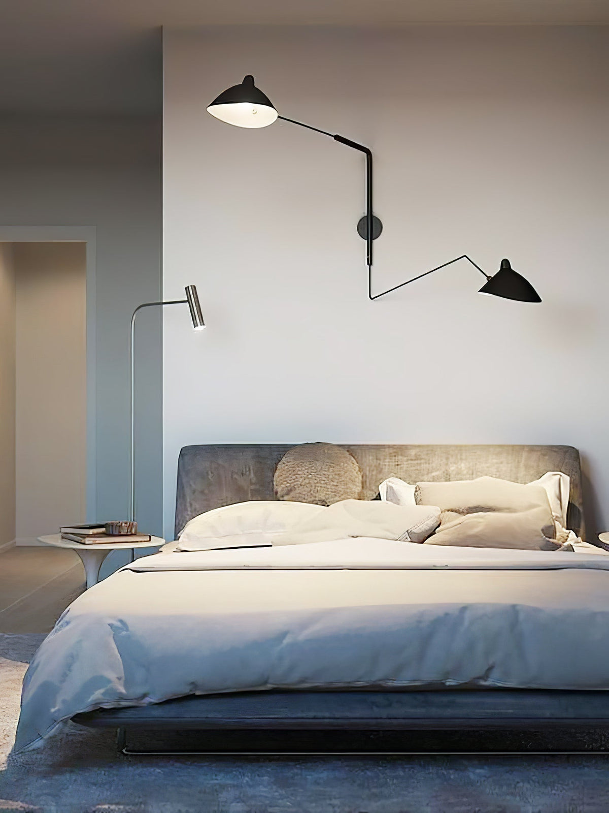 Adjustable Arm Metal Wall Sconce with LED Lighting in Black or White