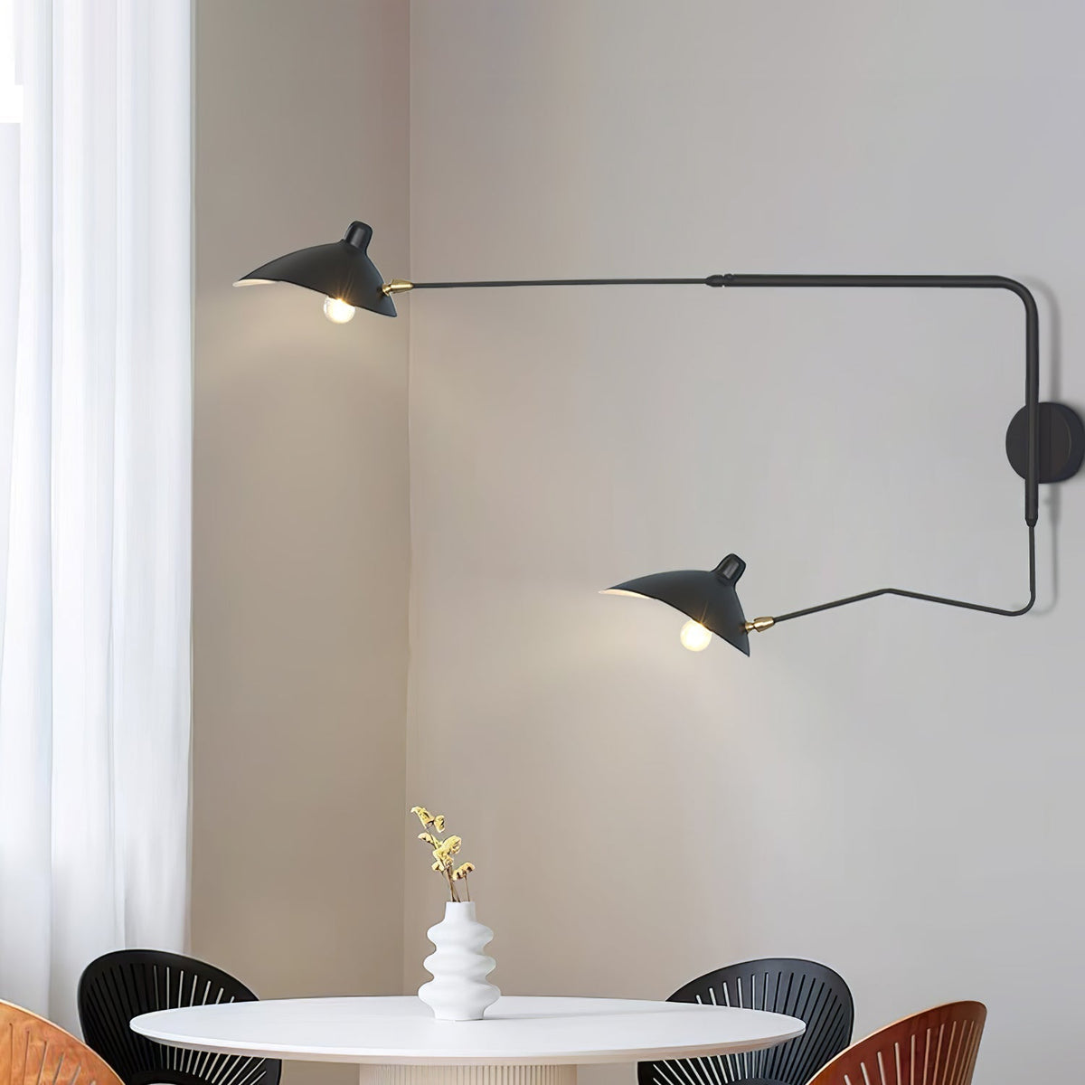 Adjustable Arm Metal Wall Sconce with LED Lighting in Black or White