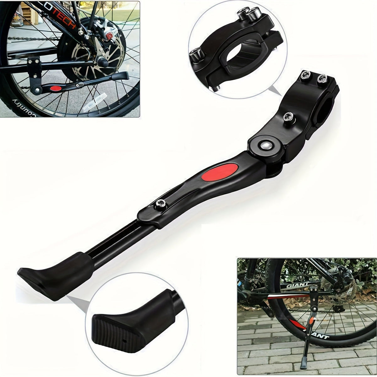 Adjustable Bicycle Side Kickstand with Aluminium and Plastic Construction