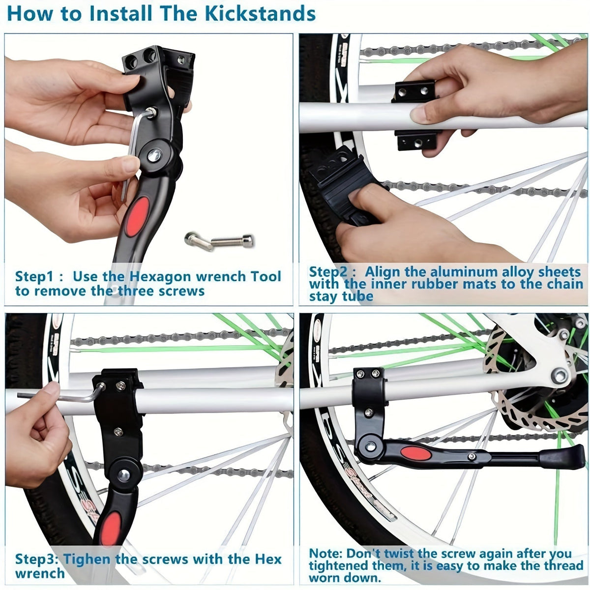 Adjustable Bicycle Side Kickstand with Aluminium and Plastic Construction
