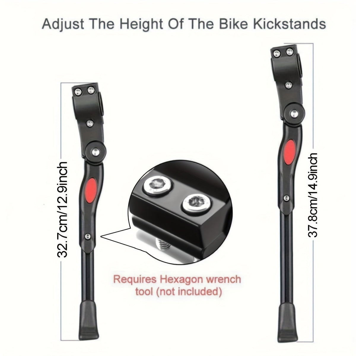 Adjustable Bicycle Side Kickstand with Aluminium and Plastic Construction