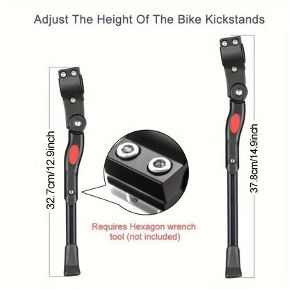 Adjustable Bicycle Side Kickstand with Aluminium and Plastic Construction