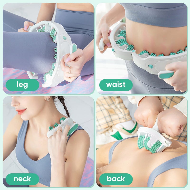 Adjustable Body Massage Roller with 360° Massage Rings and Removable Handle