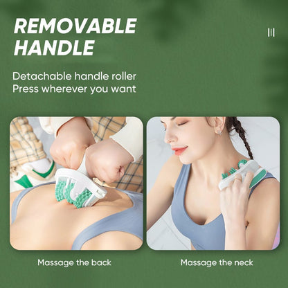 Adjustable Body Massage Roller with 360° Massage Rings and Removable Handle