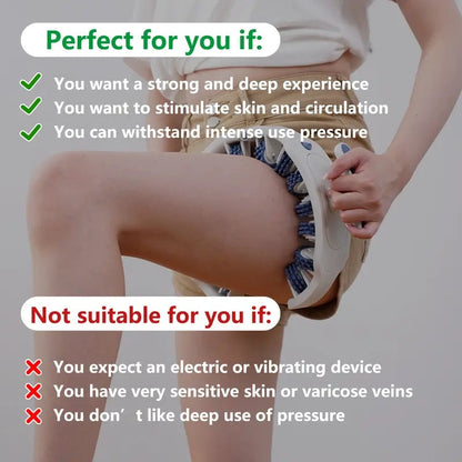 Adjustable Body Massage Roller with 360° Massage Rings and Removable Handle