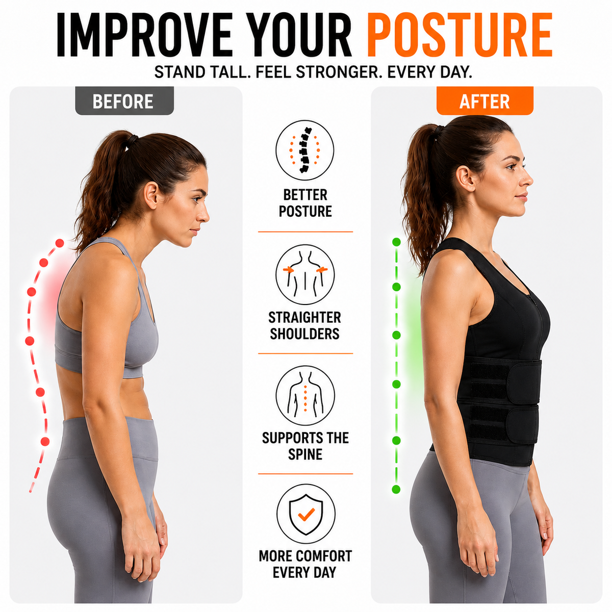 Adjustable Clavicle Posture Brace with Upper Back Waist Support and Breathable Neoprene