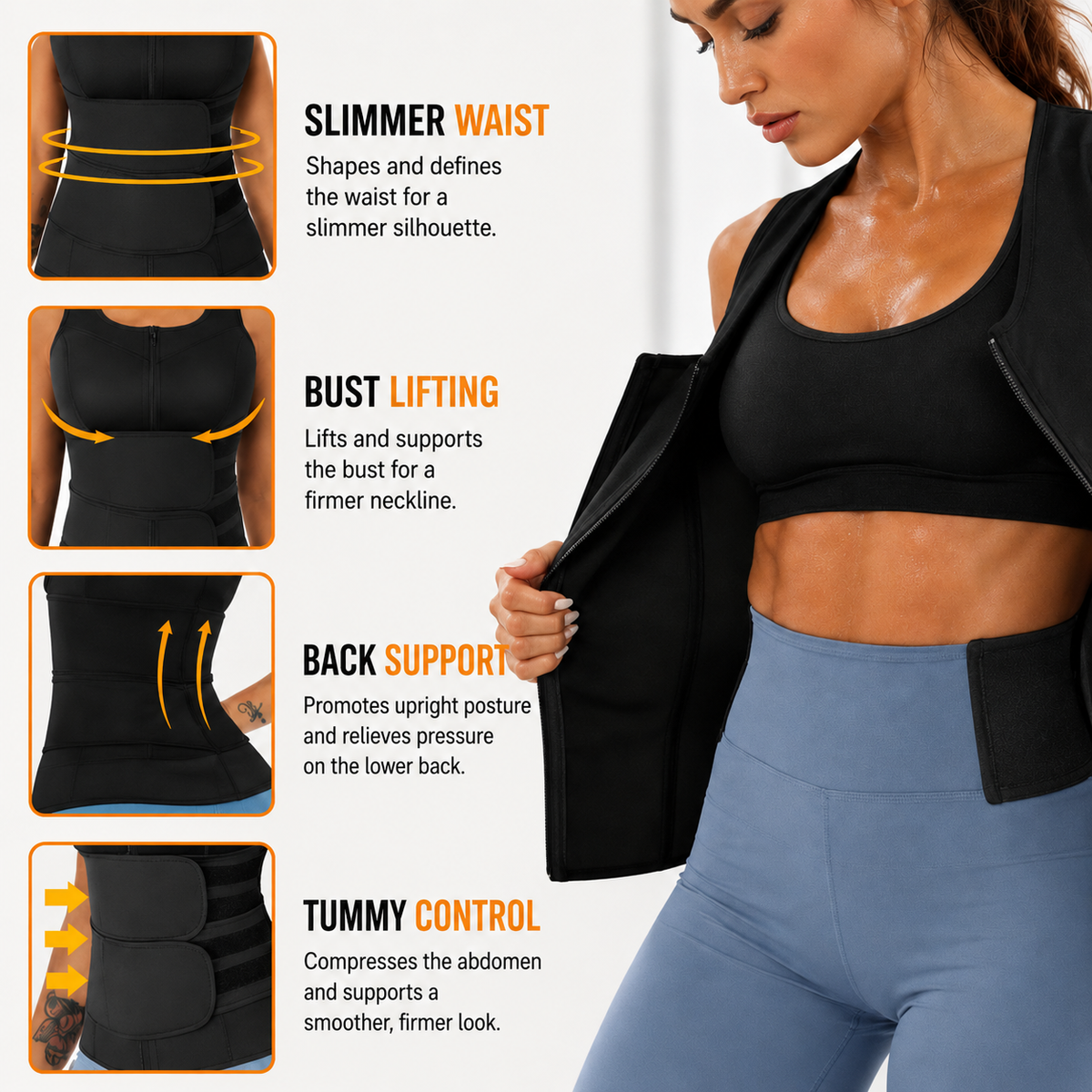 Adjustable Clavicle Posture Brace with Upper Back Waist Support and Breathable Neoprene