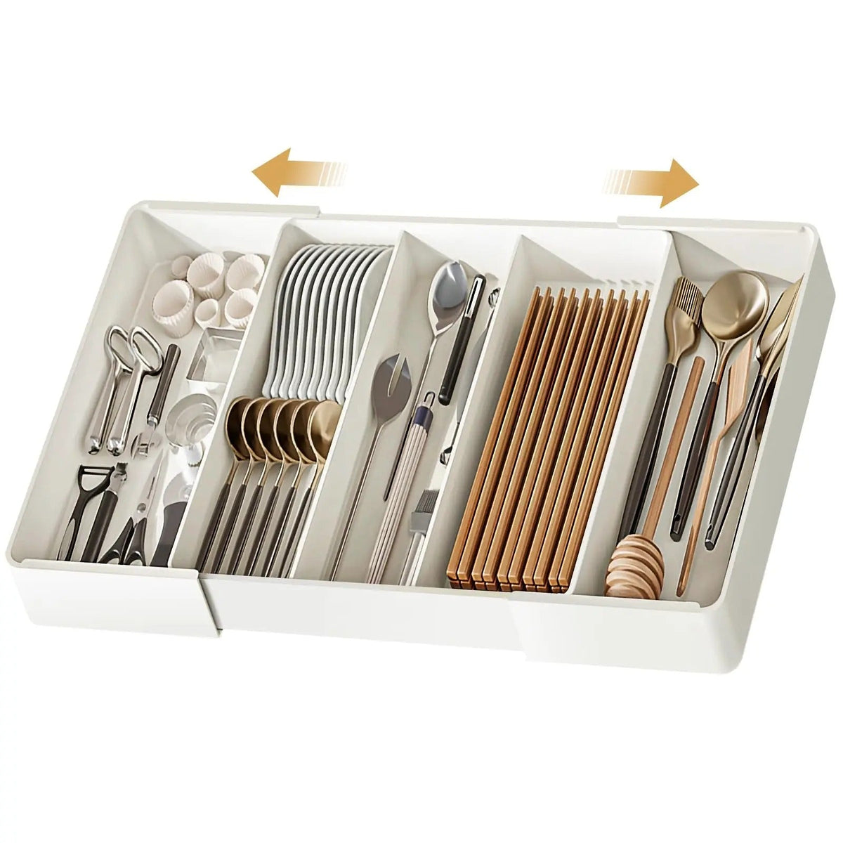 Adjustable Drawer Organizer with Extendable Space-Saving Design