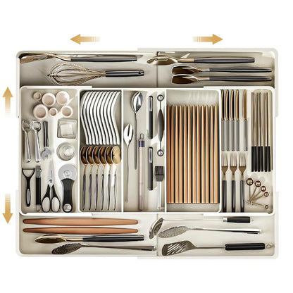 Adjustable Drawer Organizer with Extendable Space-Saving Design