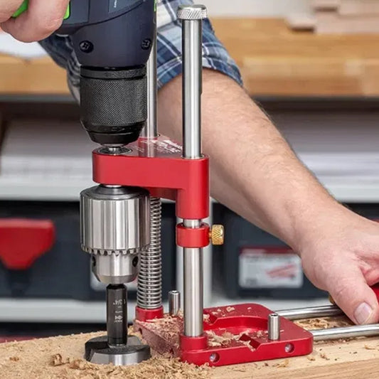 Adjustable Drill Press Guide for Handheld Drills, Portable Woodworking Jig