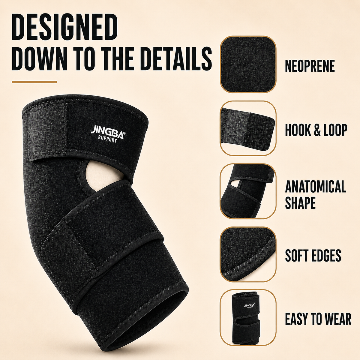 Adjustable Elbow Compression Brace with Mercerised Fabric