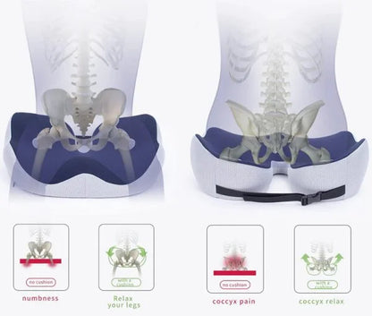 Adjustable Memory Foam Seat Cushion with Ergonomic Sit Bone Support