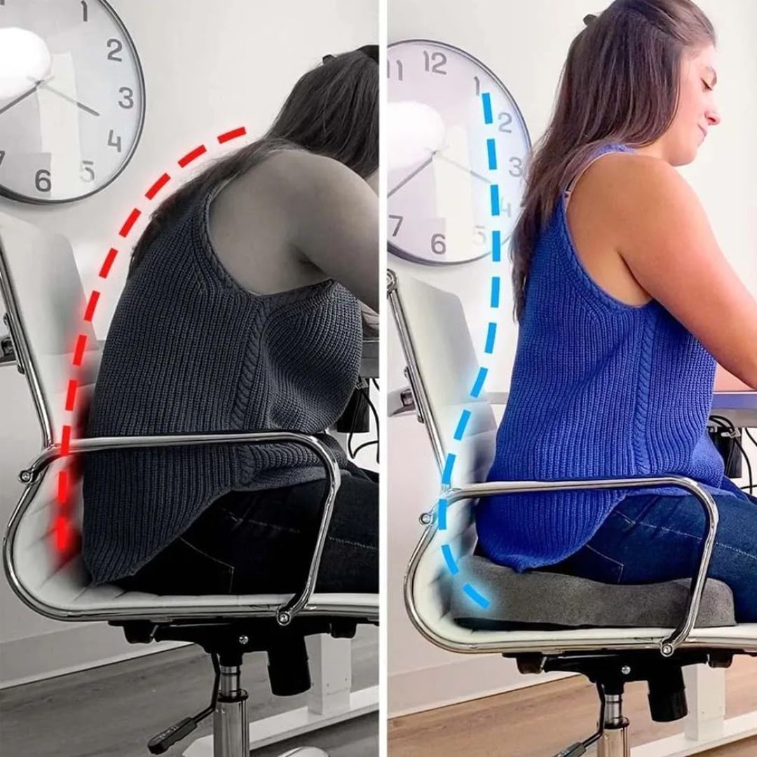 Adjustable Memory Foam Seat Cushion with Ergonomic Sit Bone Support