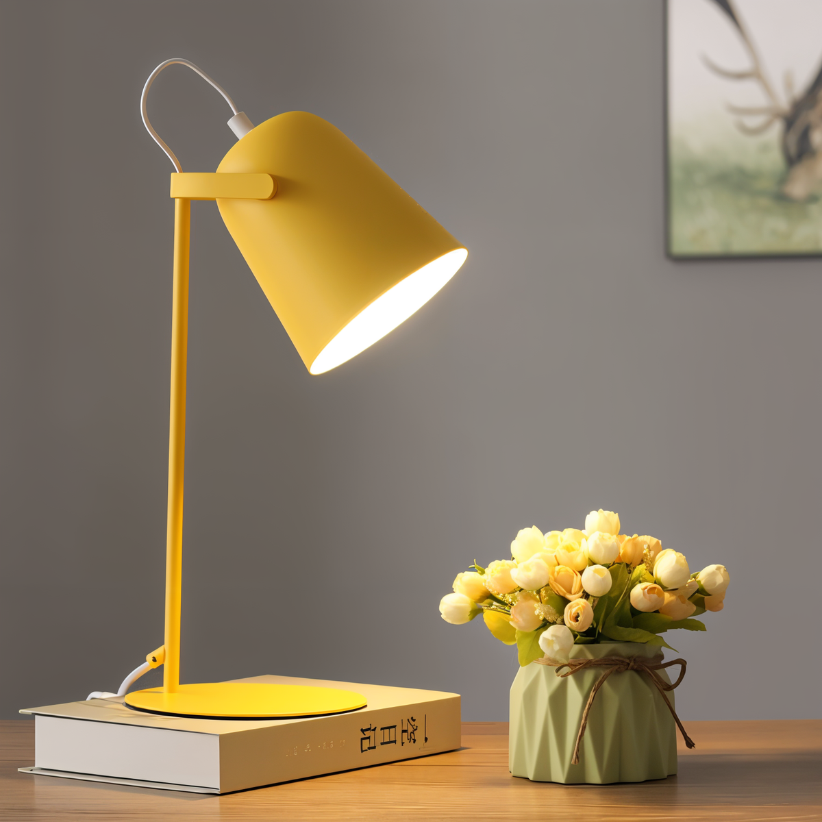 Adjustable Nordic Table Lamp with Rotating Shade for Desk and Bedside Lighting