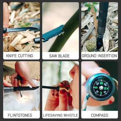 Adjustable Outdoor Trekking Pole with Integrated 7-in-1 Survival Tool Kit