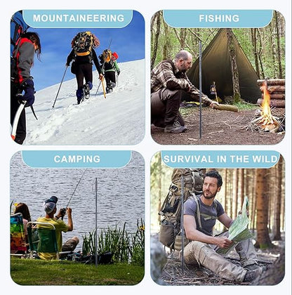 Adjustable Outdoor Trekking Pole with Integrated 7-in-1 Survival Tool Kit