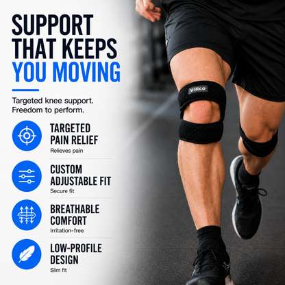 Adjustable Patellar Support Strap with Hook and Loop Closure