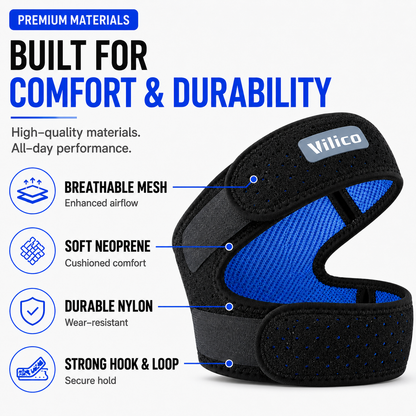 Adjustable Patellar Support Strap with Hook and Loop Closure